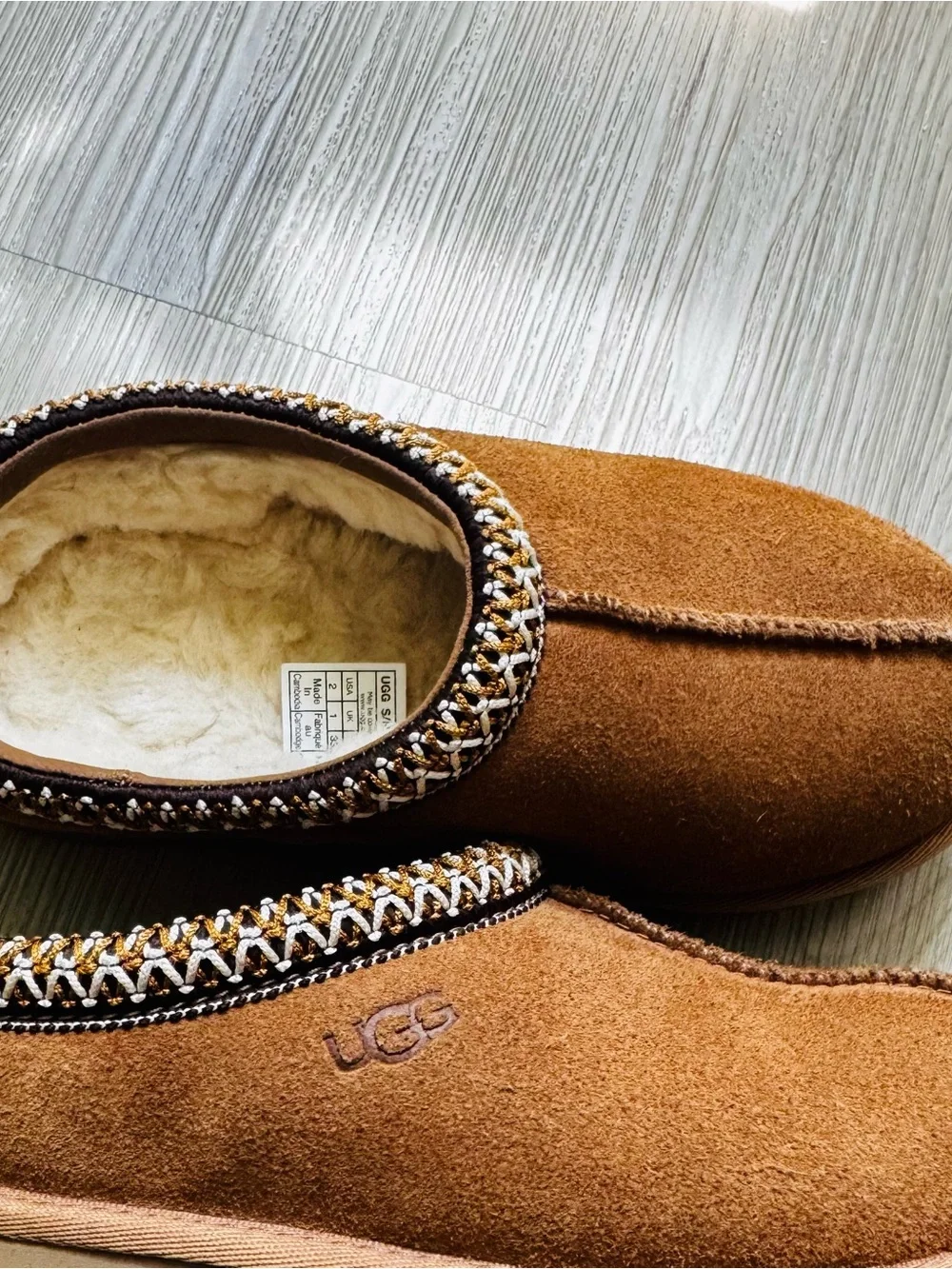 UGG Chestnut Suede Shearling-Lined Slip-On Mules